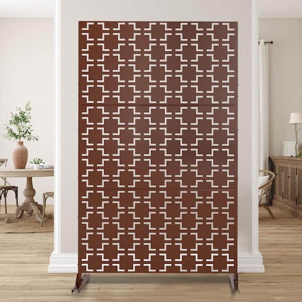 Lirago 47.2 in. W x 76 in. H Rust Color Metal Outdoor Privacy Screen Panels