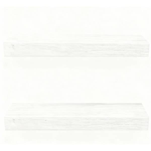 23.6 in.W x 7.9 in.D Solid Pine Floating Shelves,with Heavy-Duty Hidden Bracket,Decorative Wall Shelf,Set of 2,White