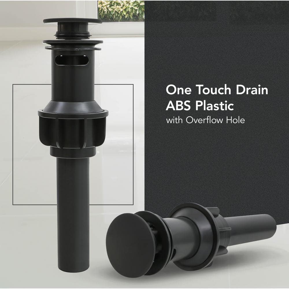 Matte Black ABS Plastic Pop-Up Sink Drain with Overflow