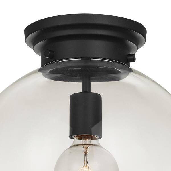 Globe Electric 65954 Portland 1-Light Semi-Flush Mount Ceiling Light Black Finish Clear Glass Shade Globe Electric 65954 Portland 1-Light Semi-Flush Mount Ceiling Light Black Finish Clear Glass Shade