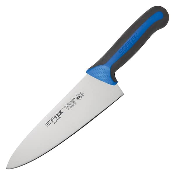 Winco Softech 8 in. Steel Full Tang Chef's Knives with Soft Grip Handle