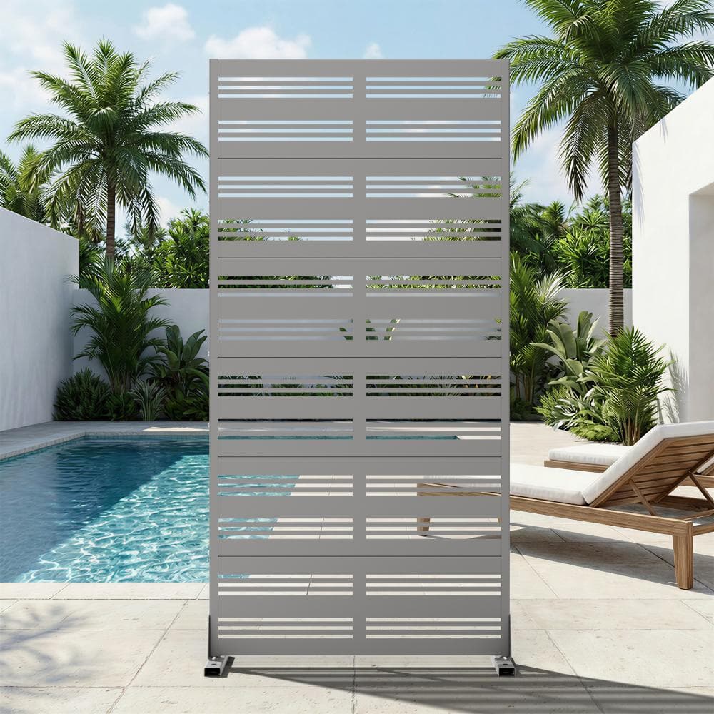 35 in. W x 72 in. H Light Gray Galvanized Steel No Dig Horizontal Louver Outdoor Privacy Screen (1-Pack) price history on PriceWatchPro