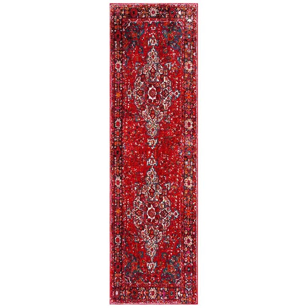 SAFAVIEH Vintage Hamadan Red/Multi 2 ft. x 6 ft. Medallion Antique Border Runner Rug
