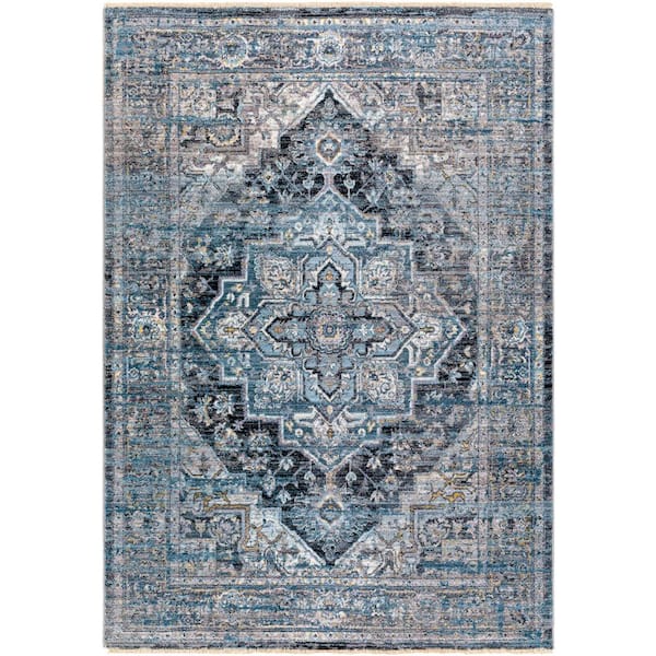 Livabliss Babel Blue 5 ft. x 8 ft. Traditional Indoor Area Rug