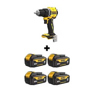 Atomic 20-Volt Max Lithium-Ion Brushless Cordless 1/2 in. Drill Driver with (4) 20-Volt 3.0 Ah Max Premium Battery Packs