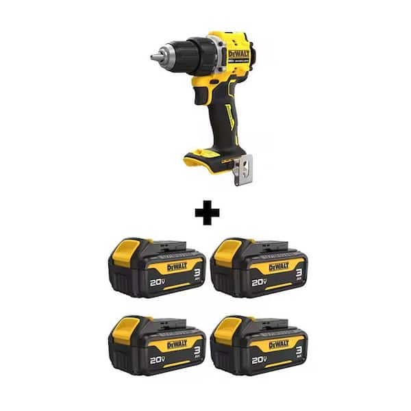 DEWALT Atomic 20-Volt Max Lithium-Ion Brushless Cordless 1/2 in. Drill Driver with (4) 20-Volt 3.0 Ah Max Premium Battery Packs