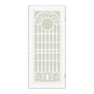 Spaniard 30 in. x 80 in. Left Hand/Outswing White Aluminum Security Door with Beige Perforated Metal Screen