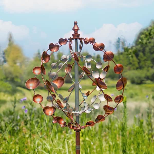 Kinetic Wind Sculptures 75 in. H Metal 3D Glode Wind Spinner with