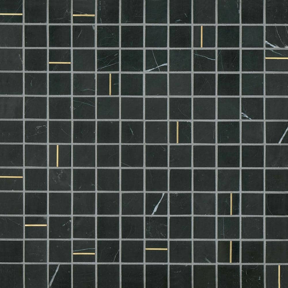 Ferrara 11 in. x 11 in. Honed Nero Marble Mosaic Tile (9.56 sq. ft./Carton) price history on PriceWatchPro