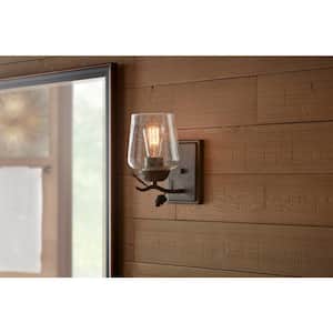 Spruce Lodge 1-Light Handmade Pinecone Wall Sconce with Clear Seeded Glass Shade