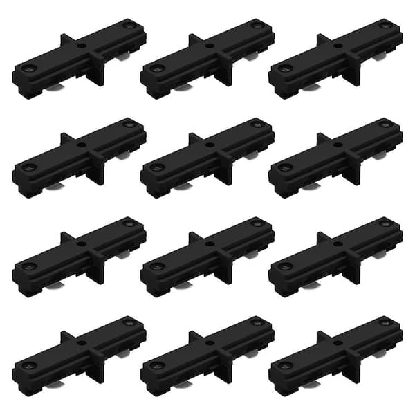 H-Track Dead-I Connector, Single Circuit 3-Wire Straight Track Light, 120V, Power Distribution Component, Black 12 Pack