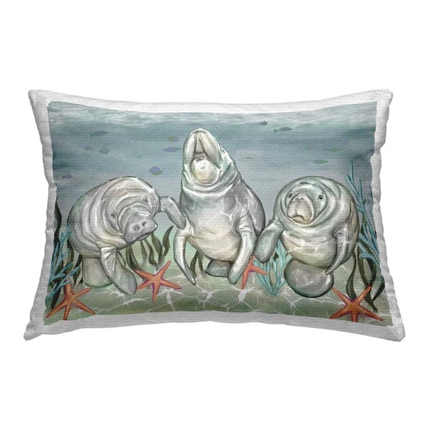 Stupell Industries Manatee Trio & Starfish Outdoor Printed Throw Pillow by Ziwei Li