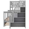 Harper & Bright Designs Gray Twin Over Full Bunk Bed with Trundle and Stairs for Kids SM000095AAE-1