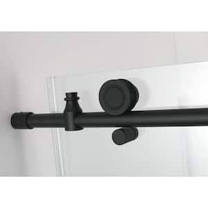 Coraline XL 56 - 60 in. x 80 in. Frameless Sliding Shower Door with StarCast Clear Glass in Matte Black Left Hand