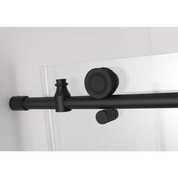 Coraline XL 56 - 60 in. x 80 in. Frameless Sliding Shower Door with StarCast Clear Glass in Matte Black Right Hand