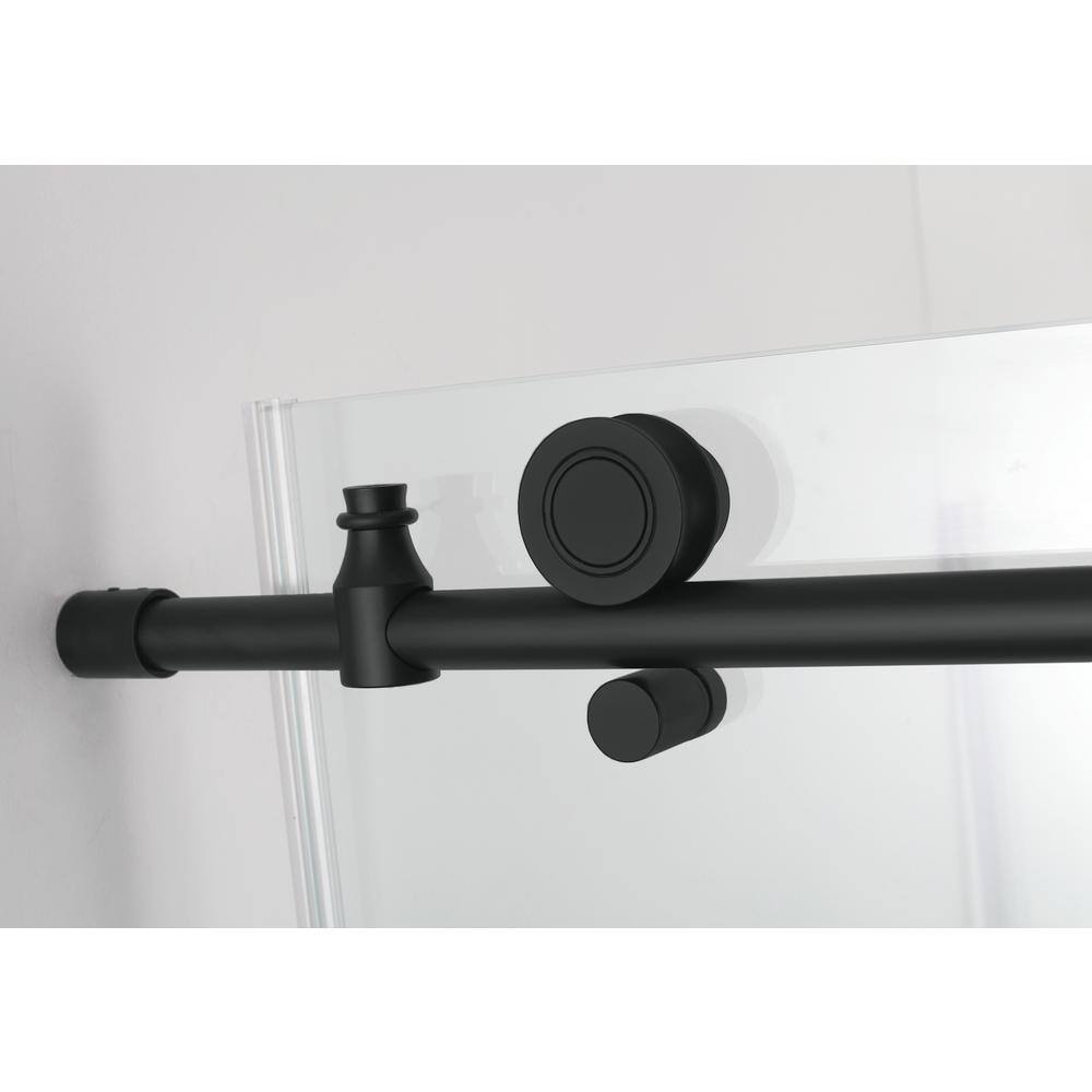 Coraline XL Matte Black Frameless Sliding Shower Door with Clear Glass