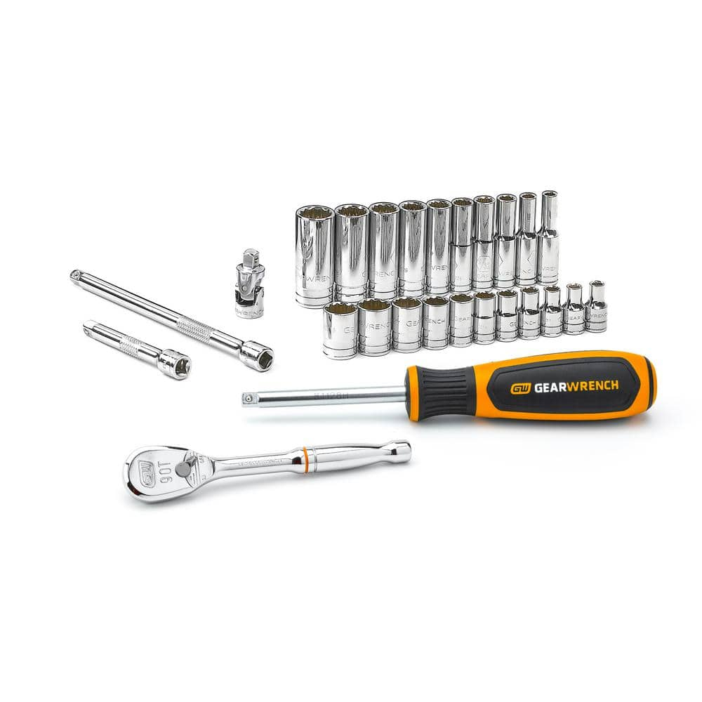 UPC 099575803130 product image for 1/4 in. Drive 12-Point SAE 90-Tooth Ratchet and Socket Mechanics Tool Set (26-Pi | upcitemdb.com