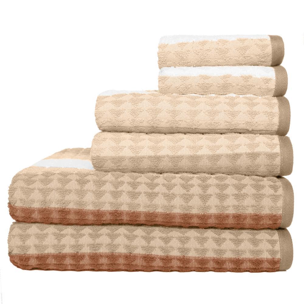 Diamond Zen 6Piece Macchiato Jacquard Cotton Bath Towel Set 3126T7C941