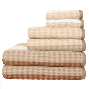 Bryce Stripe 6-Piece Macchiato Textured Cotton Bath Towel Set