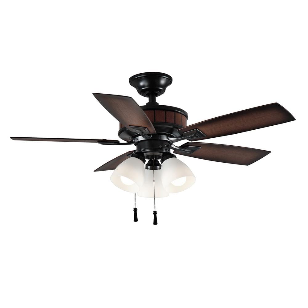 Hampton Bay Riverwalk 42 in. Indoor/Outdoor LED Natural Iron Wet Rated Ceiling Fan with Light Kit and 5 ABS Weatherproof Blades 43242 Sansujyuku sansujyuku.com