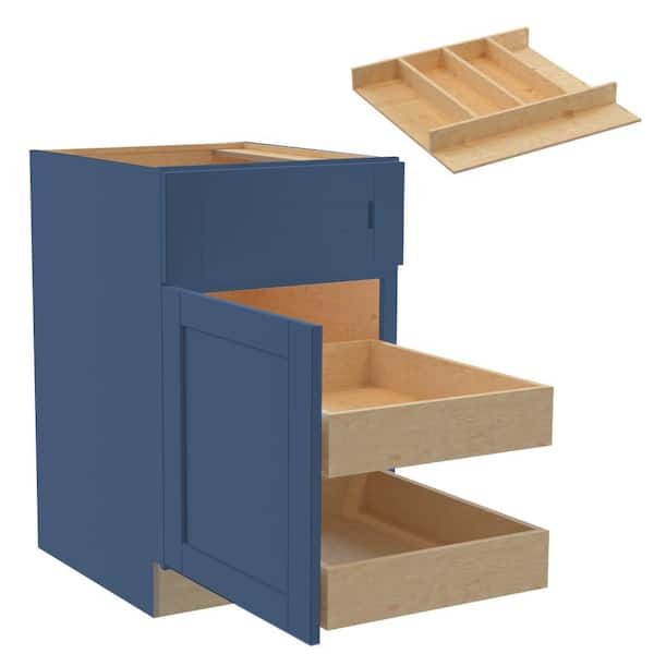 Home Decorators Collection Washington Vessel Blue Plywood Shaker Assembled Base Kitchen Cabinet Left 2ROT UT21 W in. 24 D in. 34.5 in. H