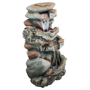 Cathedral Rocks Cascading Waterfall Stone Bonded Resin Garden Fountain