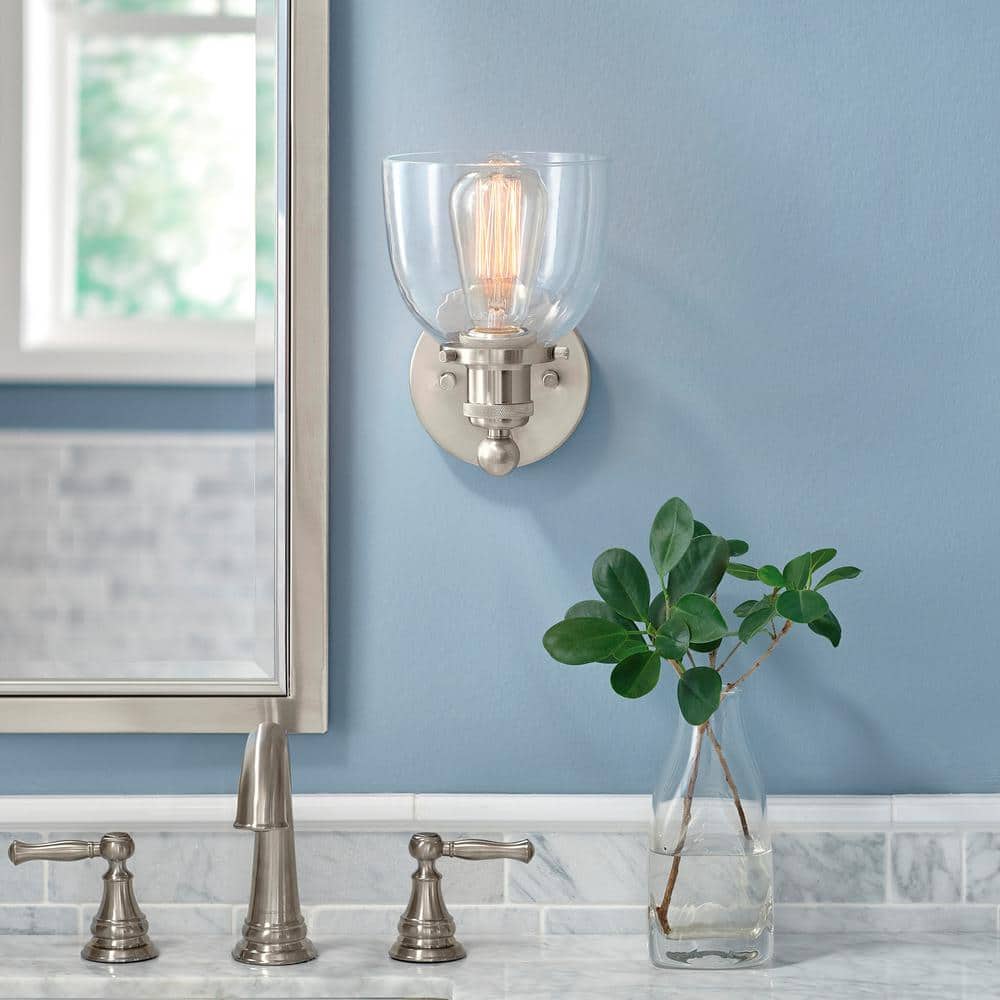 Home Decorators Collection Evelyn 1-Light Brushed Nickel Wall Sconce