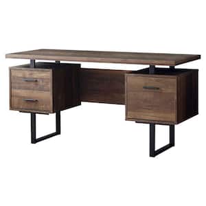 Saint Birch Cambridge 59 in. Brown Wood Pedestal Desk