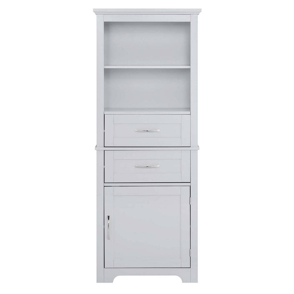 23.63 in. W X 11.82 in. D X 60 in. H Gray Linen Cabinet Storage ...