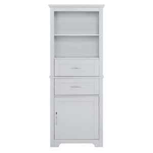 Dracelo 23.62 in. W x 11.81 in. D x 27.56 in. H White Bathroom Storage Linen Cabinet with 3 Drawers and Two Layers