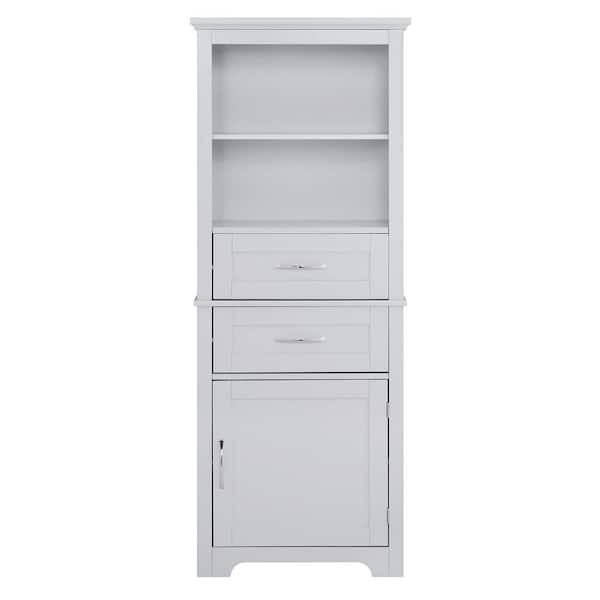 Unbranded 23.63 in. W X 11.82 in. D X 60 in. H Gray Linen Cabinet Storage Cabinets with Doors, Display Cabinets With Open Shelves