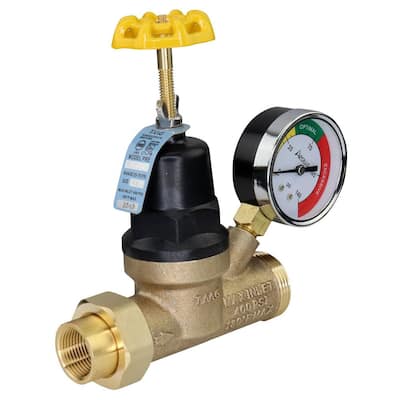 3/4 in. FNPT X 3/4 in. MNPT Lead Free Bronze Pressure Reducing Valve With Gau...