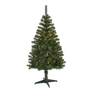 4 ft. Pre-Lit Northern Tip Pine Artificial Christmas Tree with 100 Clear LED Lights