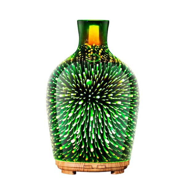 Unbranded Green in Glass Essential Oil Diffuser with Green Pattern