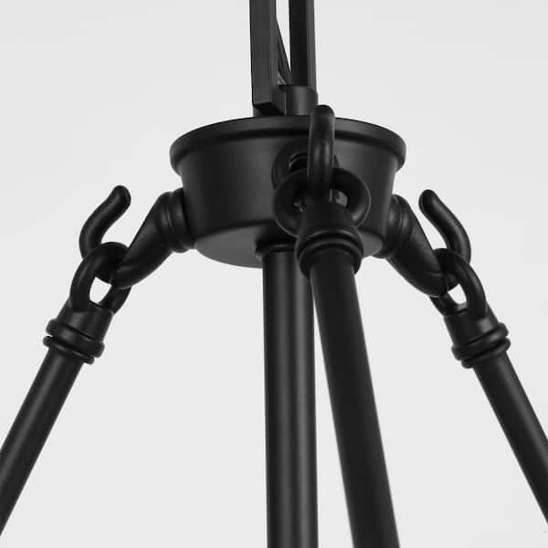 Generation Lighting - Kerrville 19 in. 3-Light Midnight Black Pendant Light with a Satin Etched Glass Shade