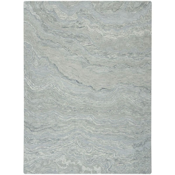 Graceful Blue 8 ft. x 10 ft. Abstract Contemporary Area Rug