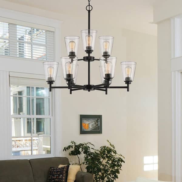 Westin 9-Light Matte Black Industrial Sputnik Chandelier for Dining Areas with No Bulbs Included