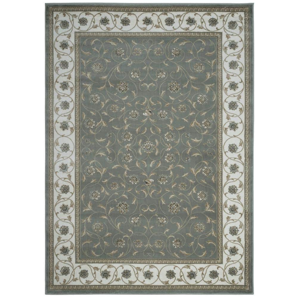 Pisa Light Green 5 ft. x 7 ft. Traditional Oriental Floral Scroll Area Rug