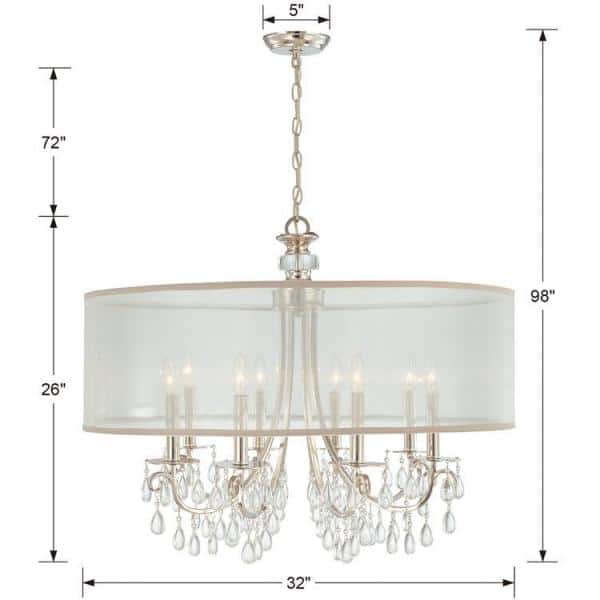 Hampton 8-Light Polished Chrome Chandelier with Silk Drum Shade