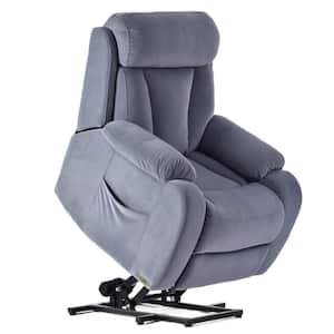Gray 31 in. Wide Power Lift Assist Recliner Velvet Polyester Blend With Remote Control