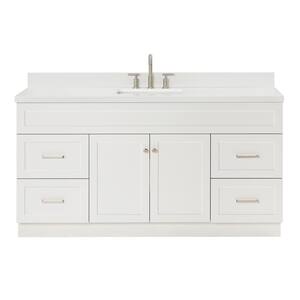 Hamlet 67 in. W x 22 in. D x 36 Single Sink Freestanding Bath Vanity in White with Pure White Quartz Top