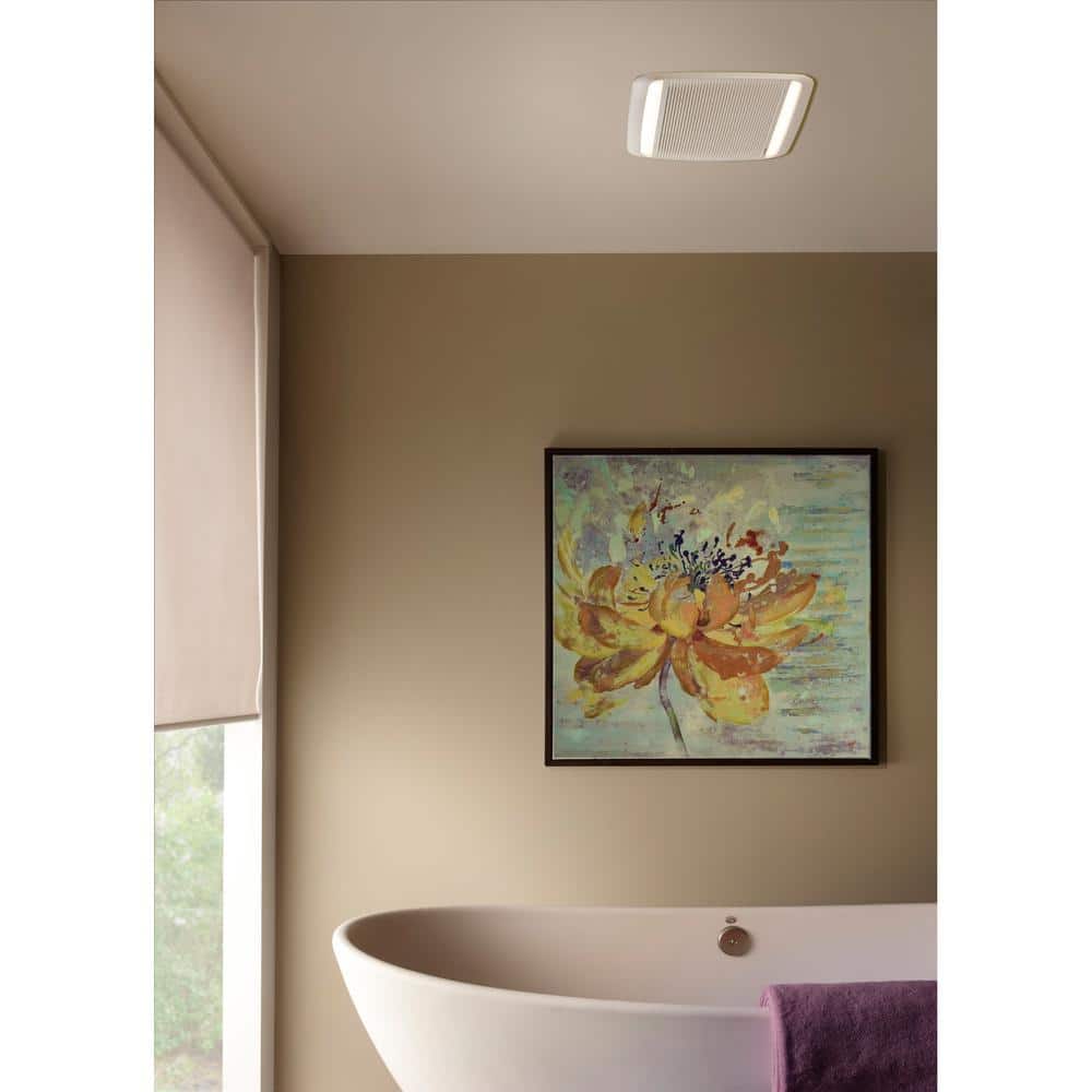 White Energy Star Certified Bathroom Exhaust Fan with LED Light
