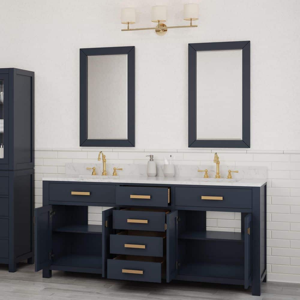 Madison 72" Monarch Blue Double Sink Vanity with Carrara Marble Top