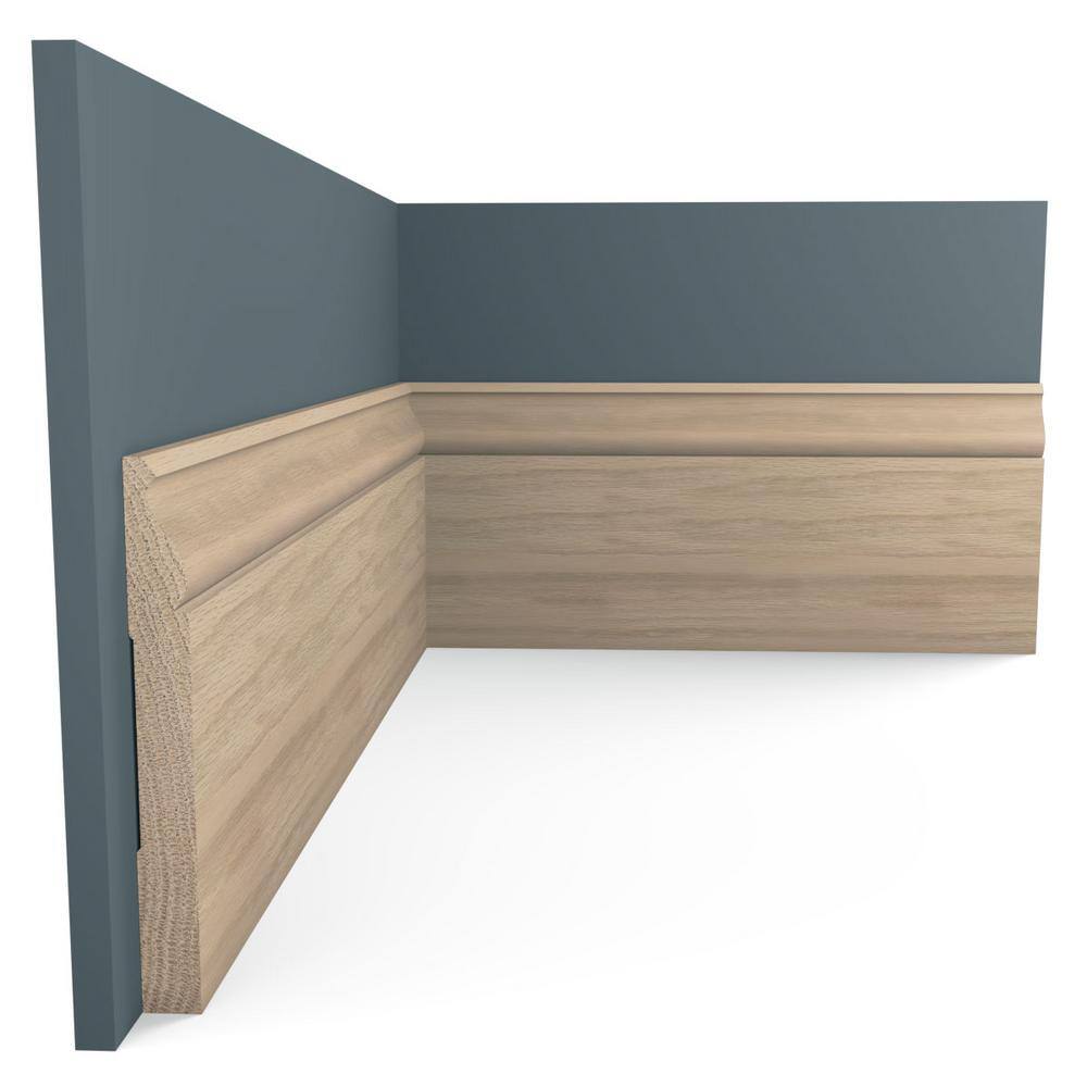 White Oak Solid Hardwood Baseboard Moulding, 96" Length