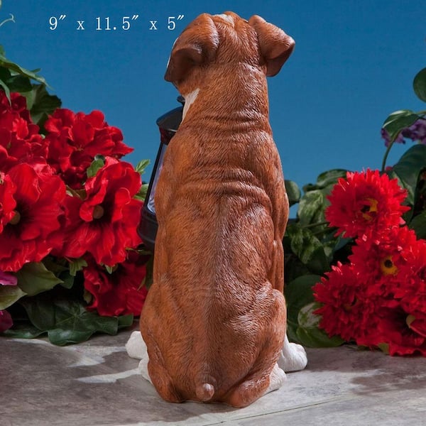 9 in. x 12 in. Brown Resin Solar Powered Dog Garden Statue