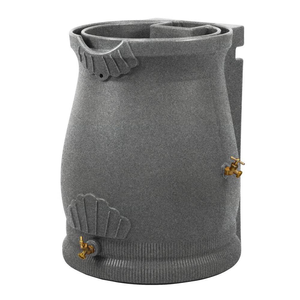 Light Granite 50 Gallon Plastic Rain Barrel with Planter