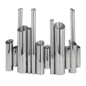 12 in. Silver Organ Pipe Tube Stainless Steel Metal Decorative Vase