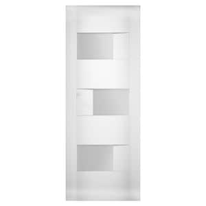 42 in. x 84 in. 3-Panel No Bore Solid Core 3-Lites Frosted Glass White Pine MDF Interior Door Slab