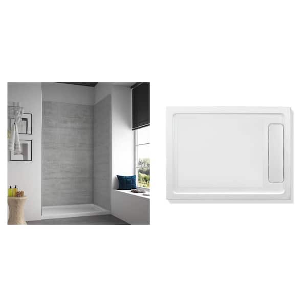 Misty 47.68 in. x 80 in. Shower Surround (6-Piece) and 32 in. x 48 in. Shower Pan Base Combo