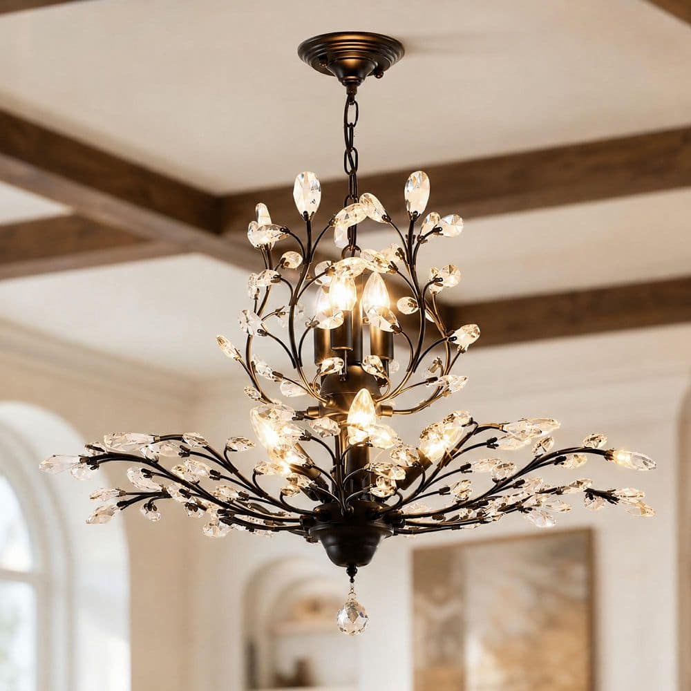 Genoci 8-Light Black Dimmable Empire Chandelier for Living Room